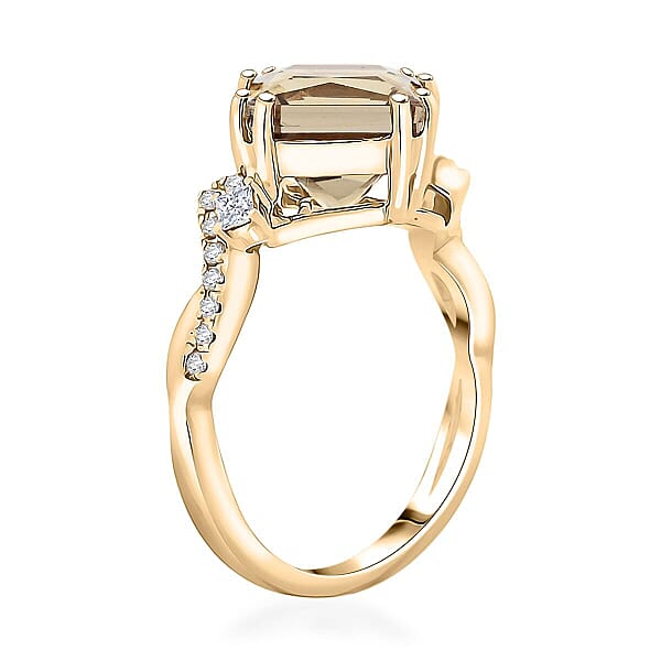 Certified & Appraised Luxoro AAA Princess Cut Turkizite And G-H I2 Diamond 3.35 Ctw Ring In 10K Yellow Gold
