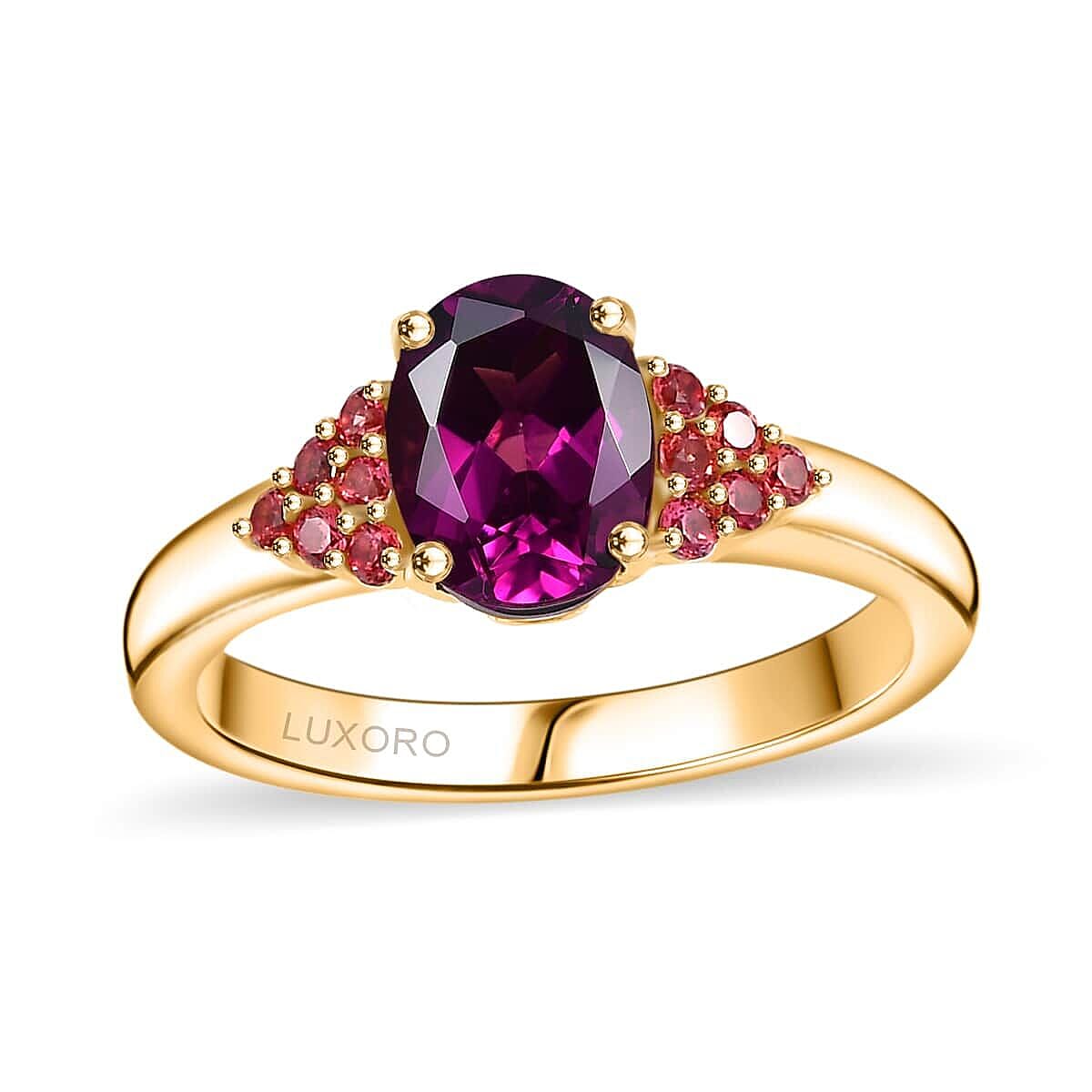 Certified & Appraised Luxoro AAA Radiant Ember Garnet and Padparadscha Sapphire 1.65 ctw Ring in 10K Yellow Gold