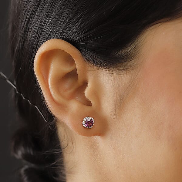 Certified & Appraised Luxoro AAA Radiant Ember Garnet And G-H I2 Diamond 1.43 Ctw Earrings In 10K Yellow Gold