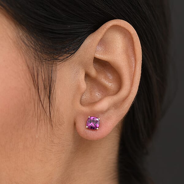 Certified & Appraised Luxoro AAA Radiant Ember Garnet 2.30 Ctw Stud Earrings In 10K Yellow Gold