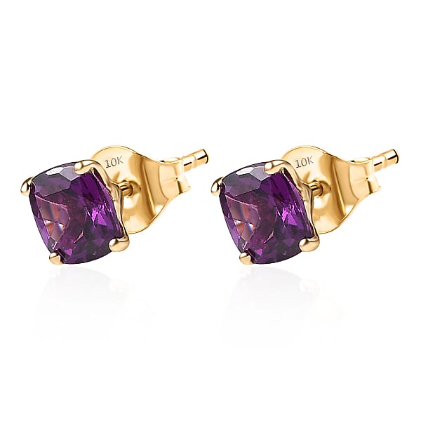Certified & Appraised Luxoro AAA Radiant Ember Garnet 2.30 Ctw Stud Earrings In 10K Yellow Gold