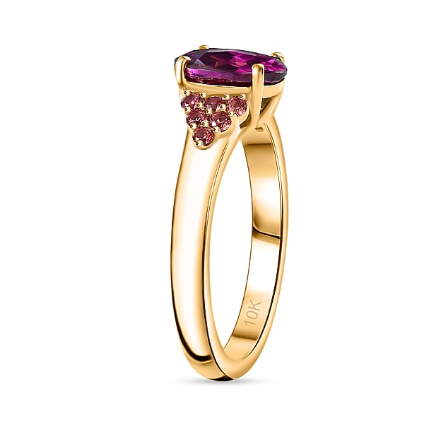Certified & Appraised Luxoro AAA Radiant Ember Garnet And Padparadscha Sapphire 1.65 Ctw Ring In 10K Yellow Gold (Del. In 10-12 Days)