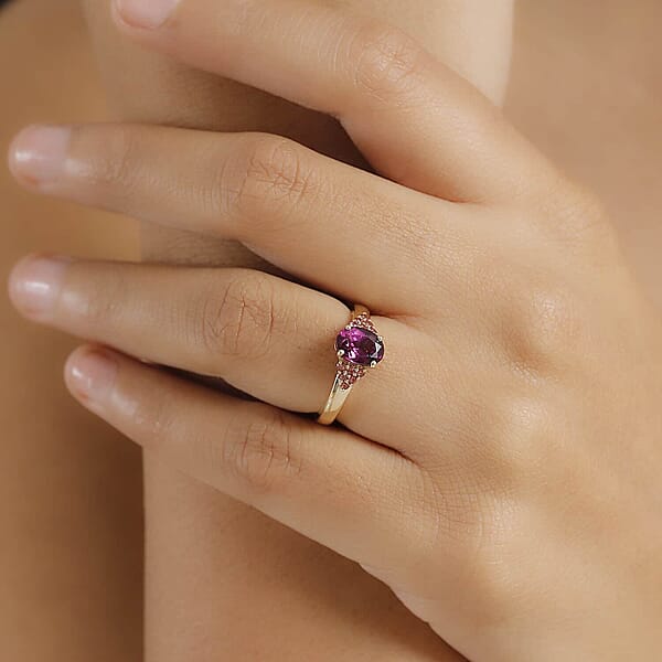 Certified & Appraised Luxoro AAA Radiant Ember Garnet And Padparadscha Sapphire 1.65 Ctw Ring In 10K Yellow Gold