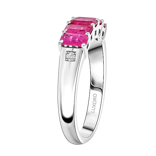 Certified & Appraised Luxoro AAA Royal Ruby And Diamond G-H I2 1.55 Ctw Ring In 14K White Gold