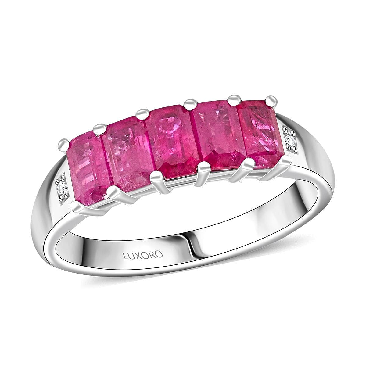 Certified & Appraised Luxoro AAA Royal Ruby And Diamond G-H I2 1.55 Ctw Ring In 14K White Gold