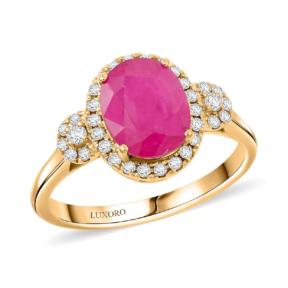 Certified & Appraised Luxoro AAA Royal Ruby and I2 Diamond 2.50 ctw Ring in 14K Yellow Gold