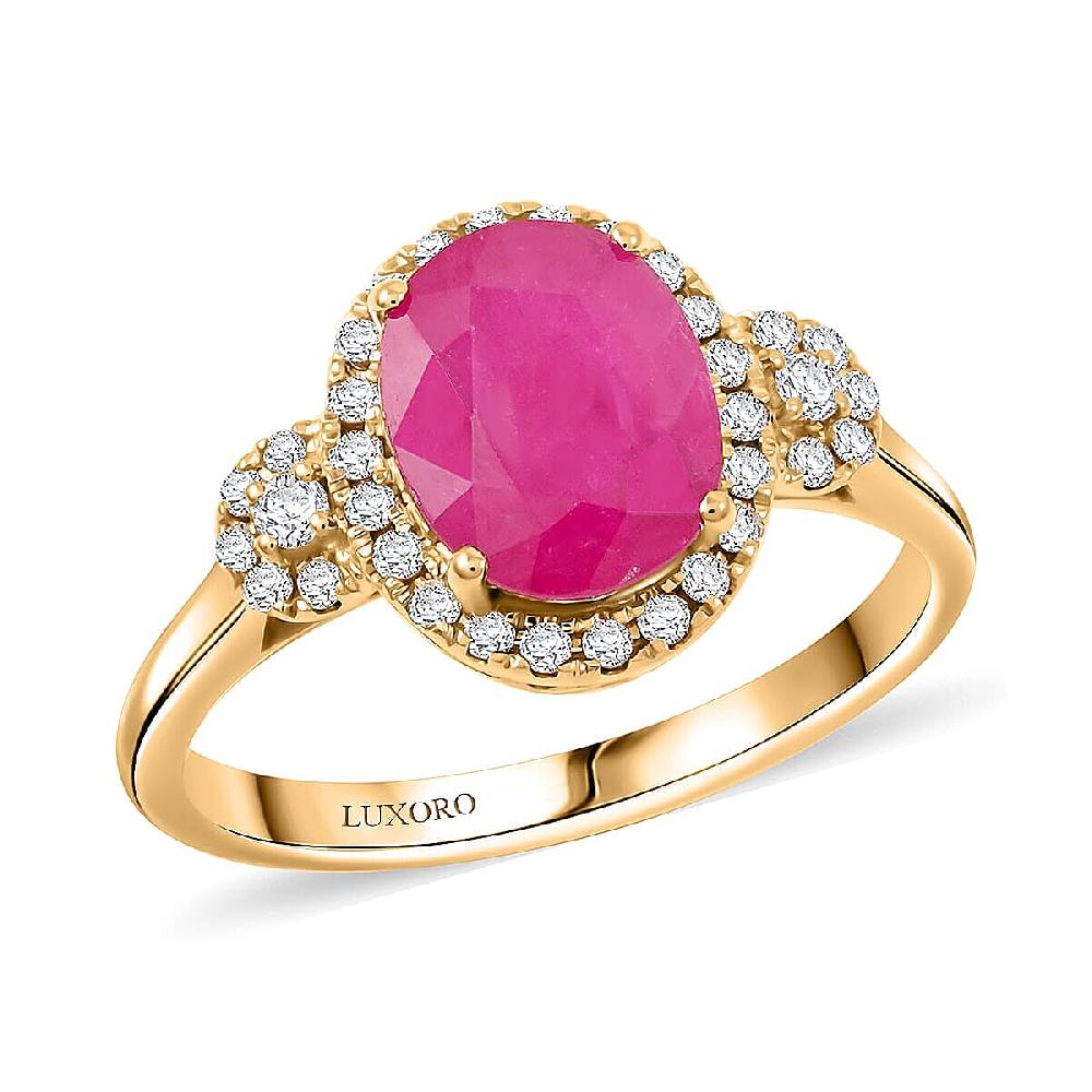 Certified & Appraised Luxoro AAA Royal Ruby And I2 Diamond 2.50 Ctw Ring In 14K Yellow Gold