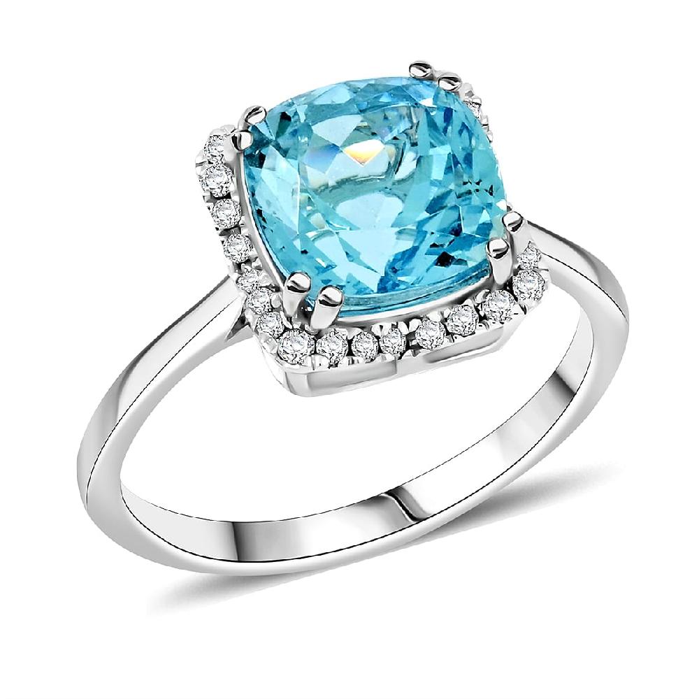 Certified & Appraised Luxoro AAA Santa Maria Aquamarine and G-H I2 Diamond 3.35 ctw Ring in 14K White Gold