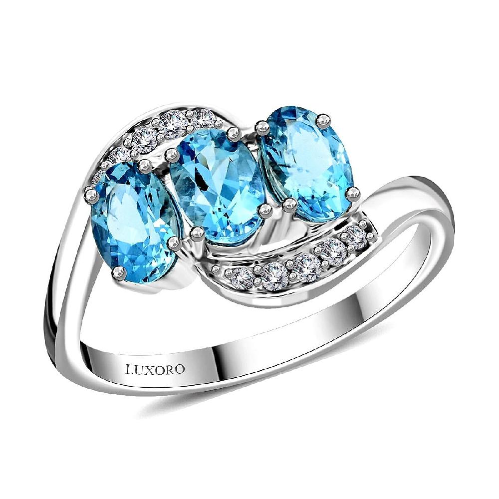 Certified & Appraised Luxoro AAA Santa Maria Aquamarine and I2 Diamond 1.30 ctw Ring in 14K White Gold