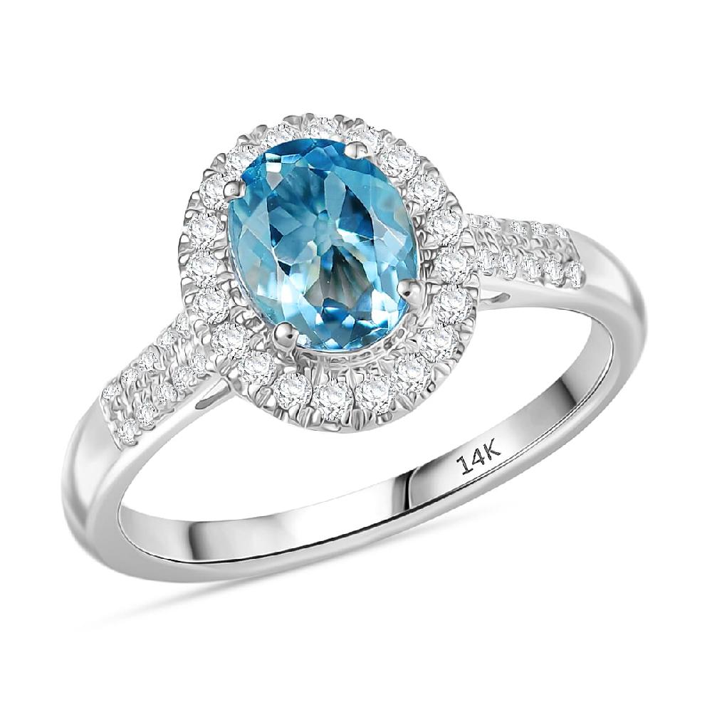 Certified & Appraised Luxoro AAA Santa Maria Aquamarine and G-H I2 Diamond 1.40 ctw Ring in 14K White Gold