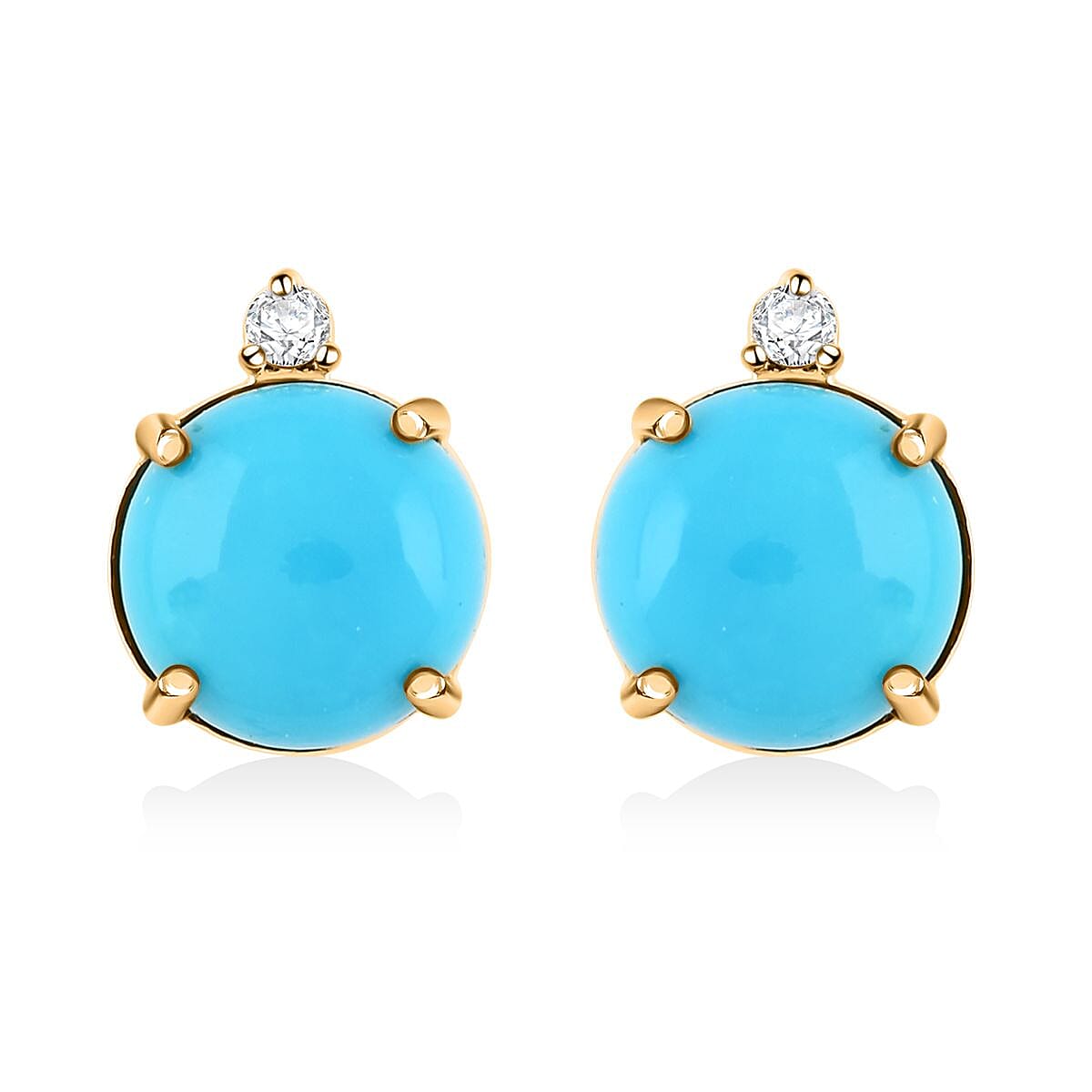Certified & Appraised Luxoro AAA Sleeping Beauty Turquoise and G-H I2 Diamond 4.00 ctw Earrings in 10K Yellow Gold