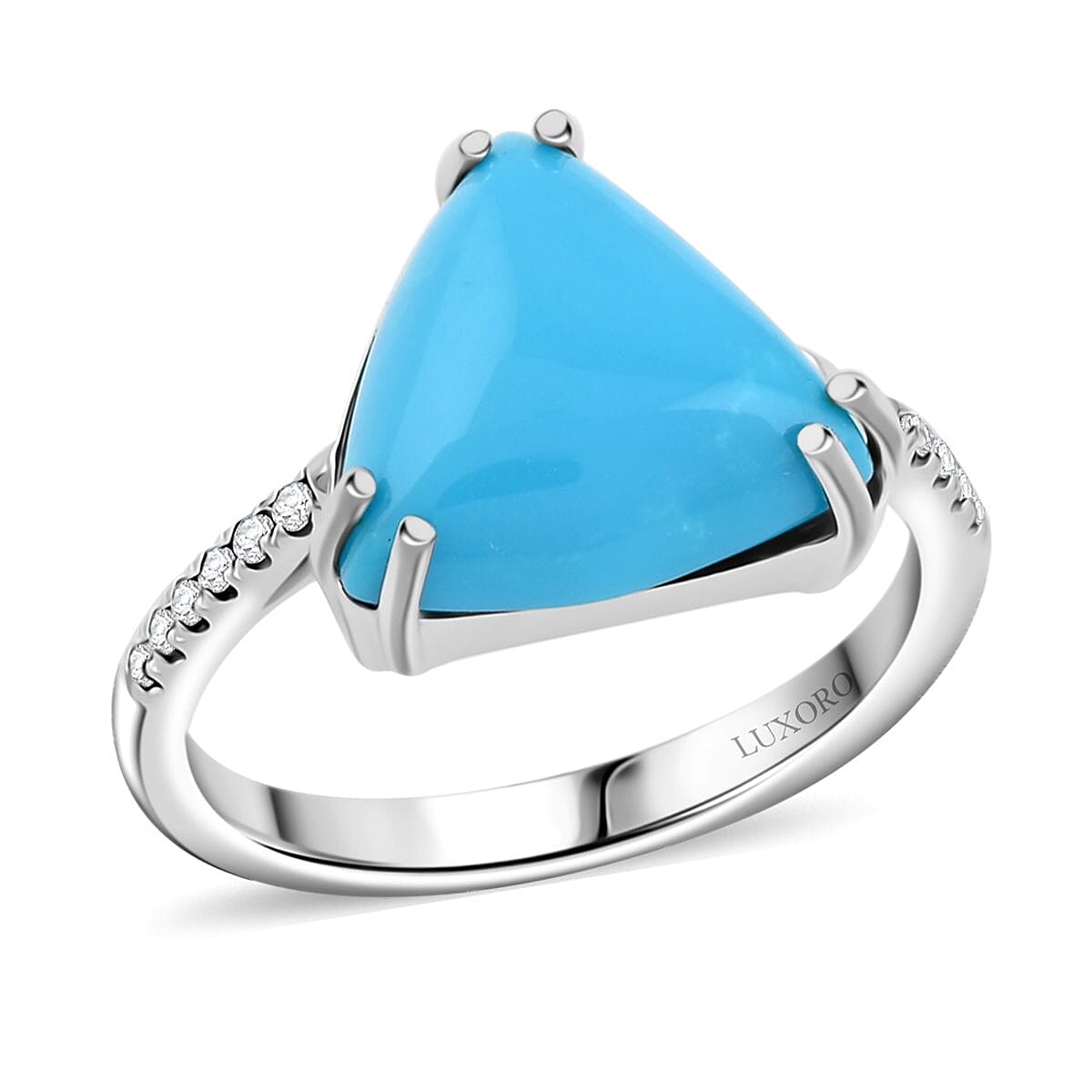 Certified & Appraised Luxoro AAA Sleeping Beauty Turquoise and G-H I2 Diamond 4.00 ctw Ring in 10K White Gold