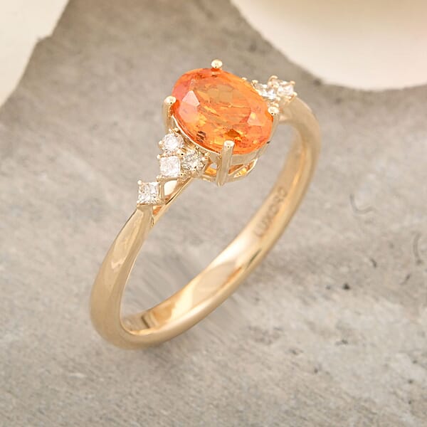 Certified & Appraised Luxoro AAA Spessartite Garnet And G-H I2 Diamond 2.35 Ctw Ring In 10K Yellow Gold