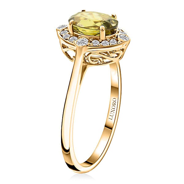 Certified & Appraised Luxoro AAA Sphene And G-H I2 Diamond 1.75 Ctw Ring In 14K Yellow Gold