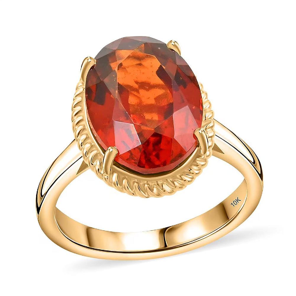 Certified & Appraised Luxoro AAA Tanzanian Sunlit Garnet 7.05 ctw Ring in 10K Yellow Gold 4.40 Grams