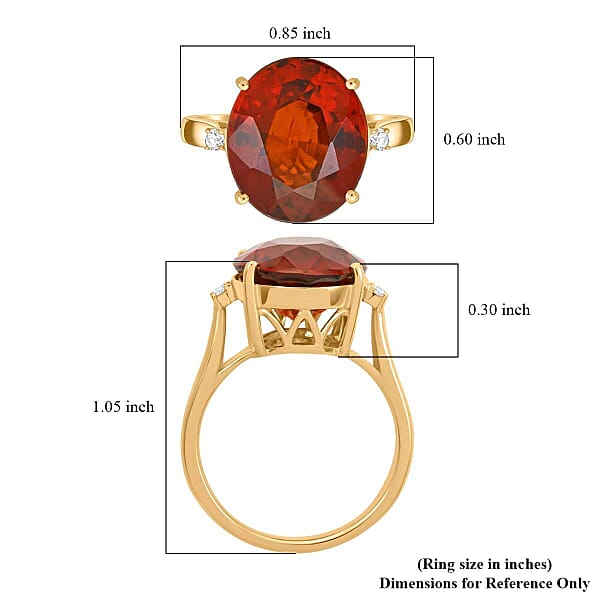 Certified & Appraised Luxoro AAA Tanzanian Sunlit Garnet And I2 Diamond 9.15 Ctw Ring In 10K Yellow Gold