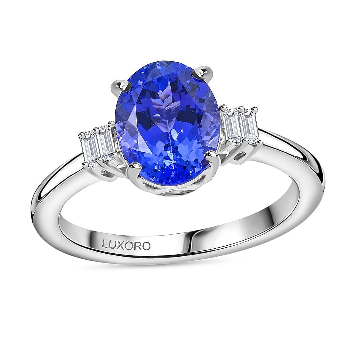Certified & Appraised Luxoro AAA Tanzanite and G-H I2 Diamond 2.60 ctw Ring in 14K White Gold