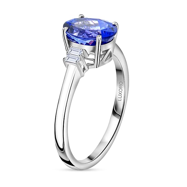 Certified & Appraised Luxoro AAA Tanzanite And G-H I2 Diamond 2.60 Ctw Ring In 14K White Gold