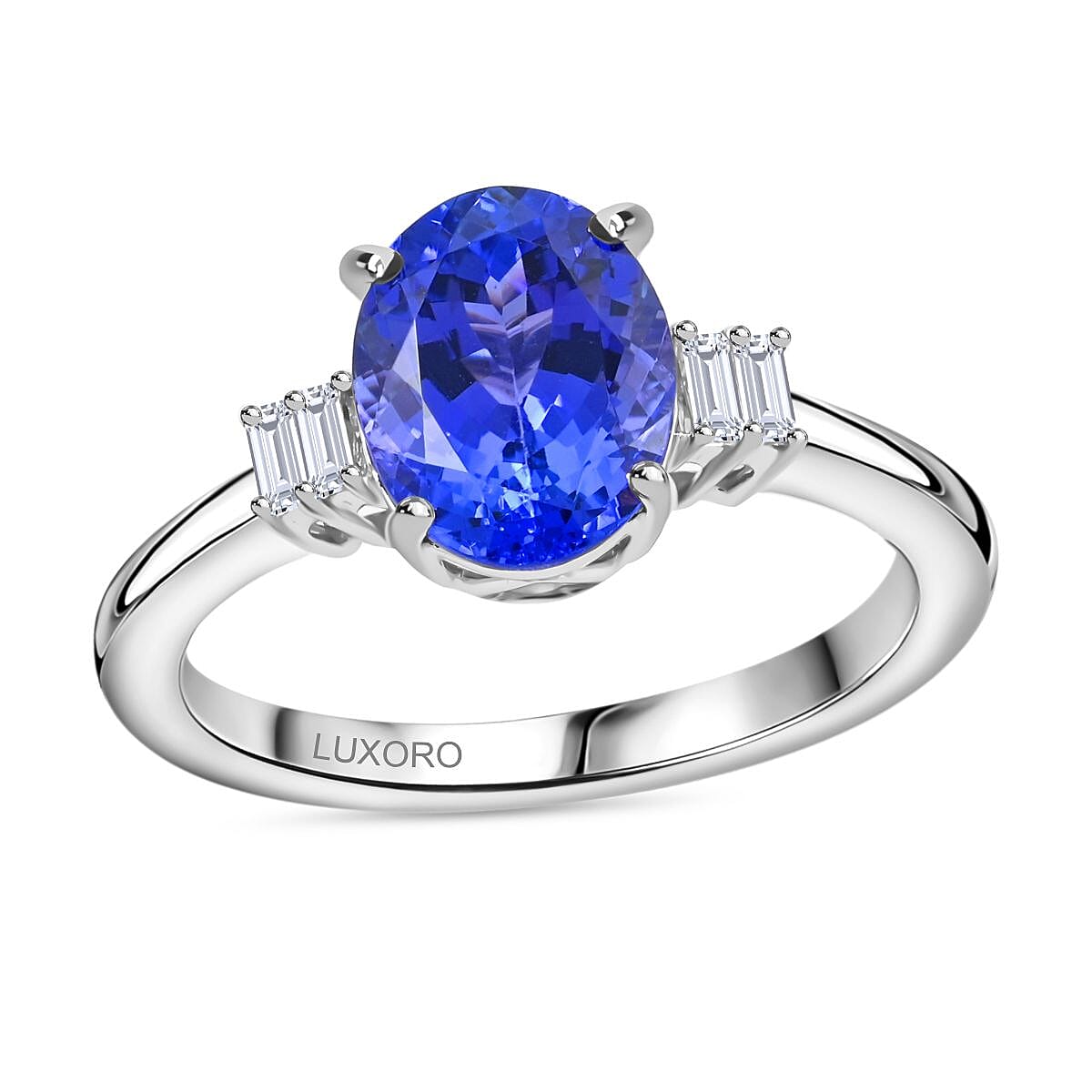 Certified & Appraised Luxoro AAA Tanzanite And G-H I2 Diamond 2.60 Ctw Ring In 14K White Gold
