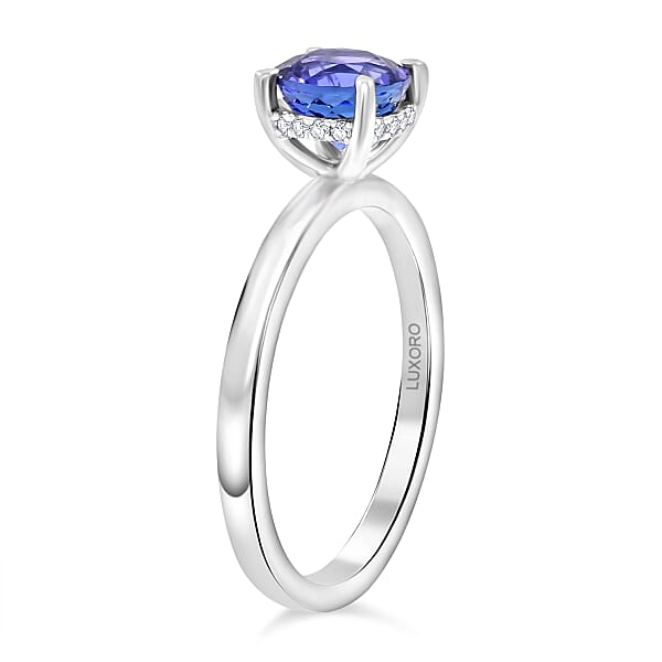 Certified & Appraised Luxoro AAA Tanzanite And G-H I2 Diamond 2.05 Ctw Ring In 10K White Gold