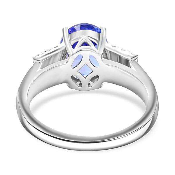 Certified & Appraised Luxoro AAA Tanzanite And G-H I2 Diamond Ring In 14K White Gold 4.60 Grams 2.75 Ctw