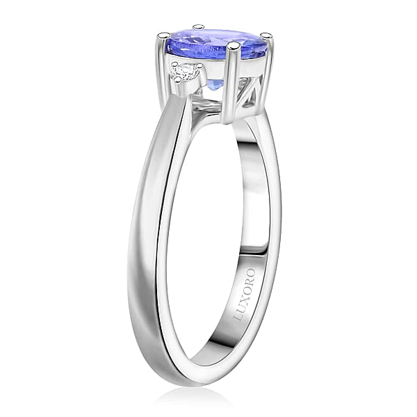 Certified & Appraised Luxoro AAA Tanzanite And G-H I2 Diamond 1.60 Ctw Ring In 10K White Gold With Free Tanzanite Book
