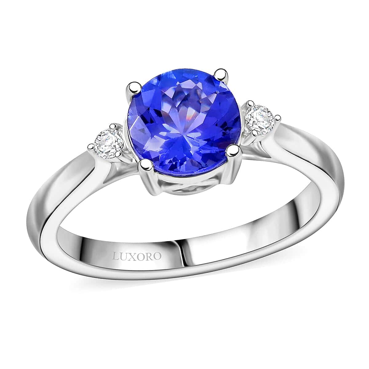 Certified & Appraised Luxoro AAA Tanzanite and G-H I2 Diamond 1.60 ctw Ring in 10K White Gold with Free Tanzanite Book