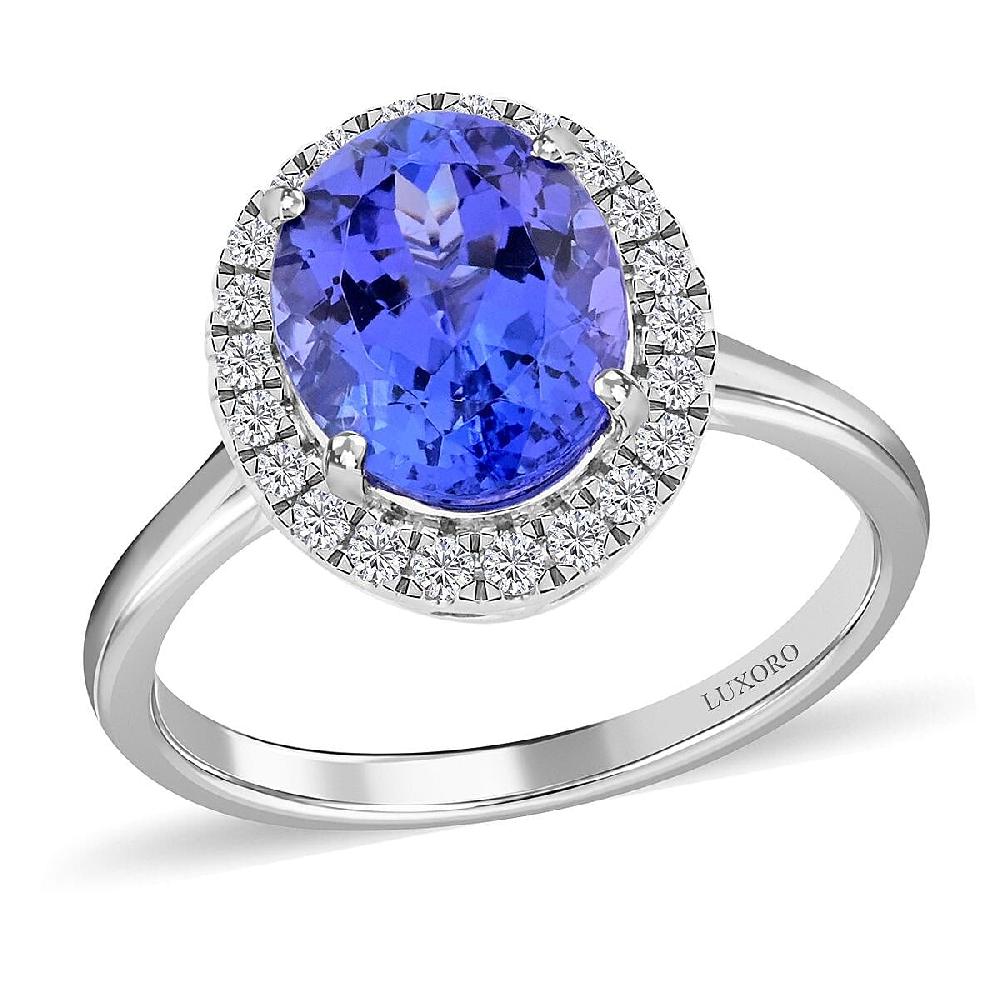 Certified & Appraised Luxoro AAA Tanzanite and G-H I2 Diamond 3.25 ctw Halo Ring in 14K White Gold