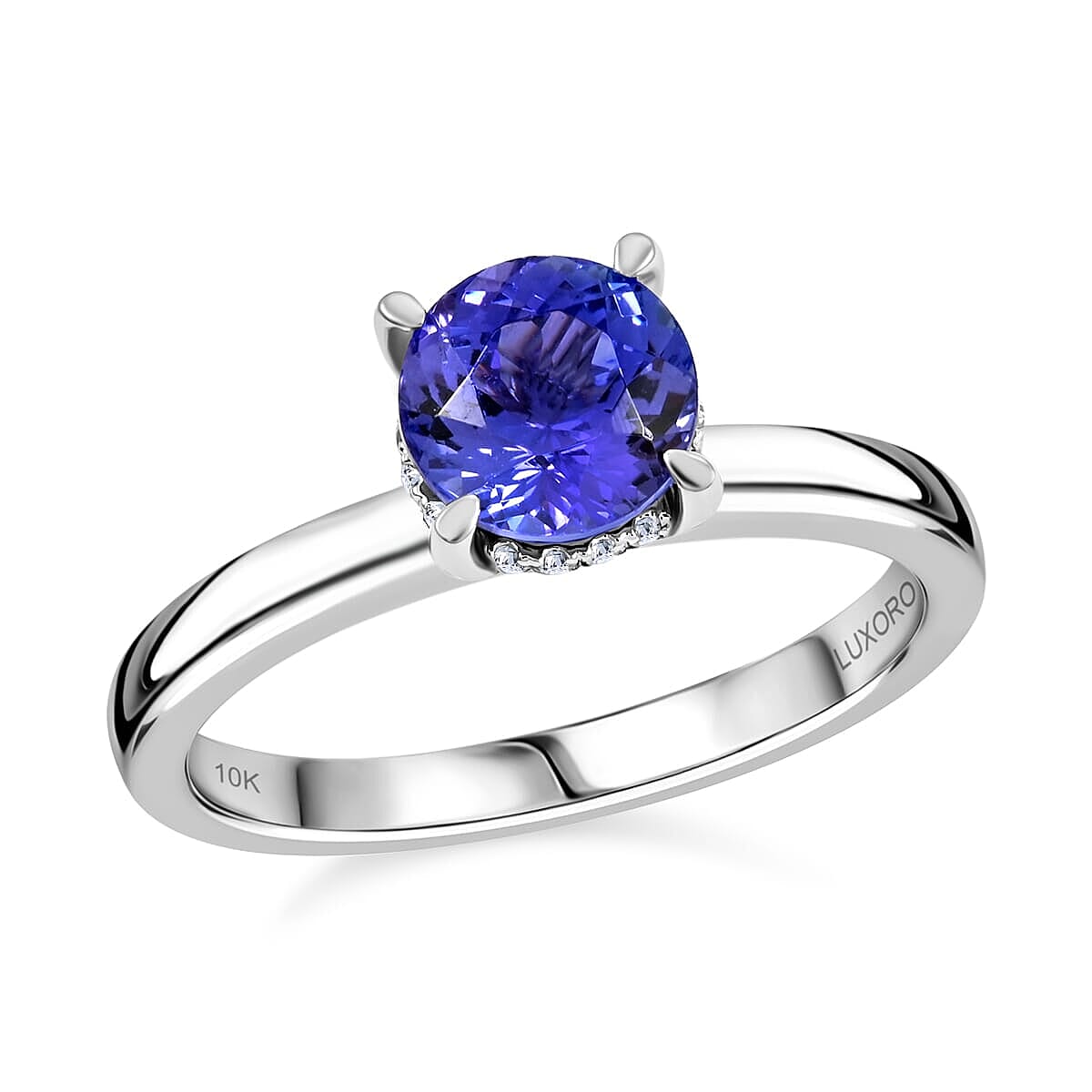 Certified & Appraised Luxoro AAA Tanzanite and G-H I2 Diamond 2.05 ctw Ring in 10K White Gold