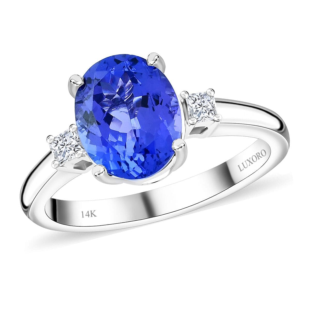 Certified & Appraised Luxoro AAA Tanzanite and G-H I2 Diamond 2.50 ctw Ring in 14K White Gold