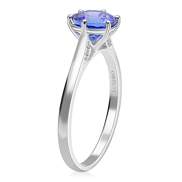 Certified & Appraised Luxoro AAA Tanzanite And G-H I2 Diamond 2.75 Ctw Ring In 14K White Gold 3.20 Grams