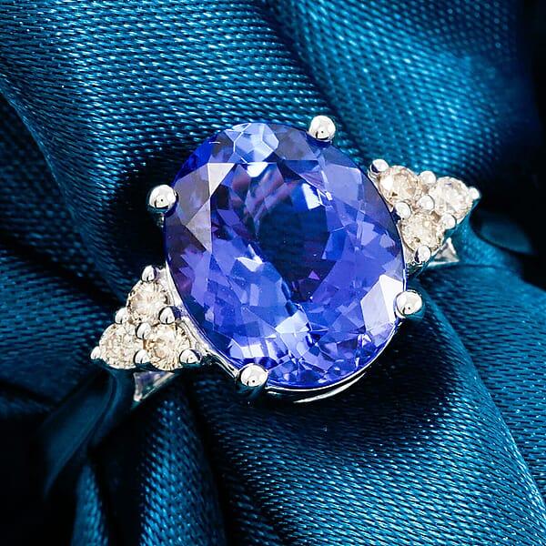 Certified & Appraised Luxoro AAA Tanzanite And I2 Diamond 3.00 Ctw Ring In 14K White Gold