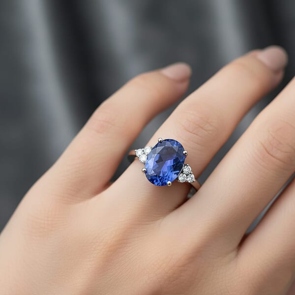 Certified & Appraised Luxoro AAA Tanzanite And I2 Diamond 3.00 Ctw Ring In 14K White Gold