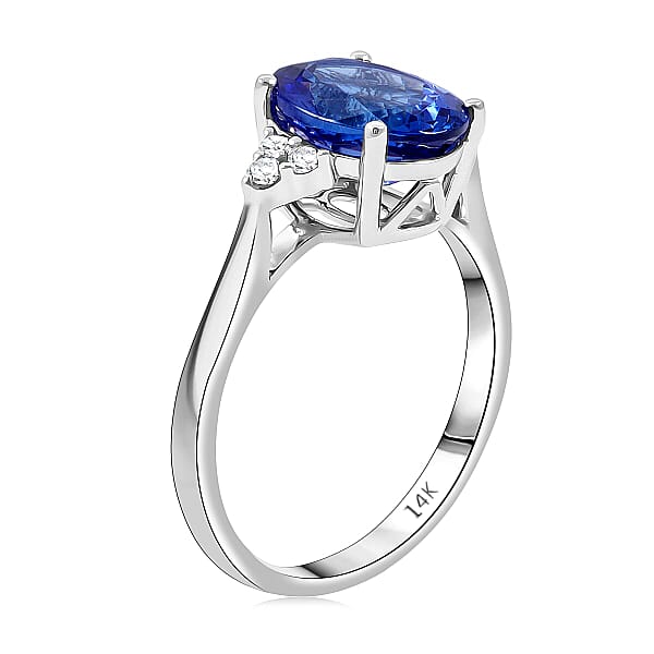 Certified & Appraised Luxoro AAA Tanzanite And I2 Diamond 3.00 Ctw Ring In 14K White Gold