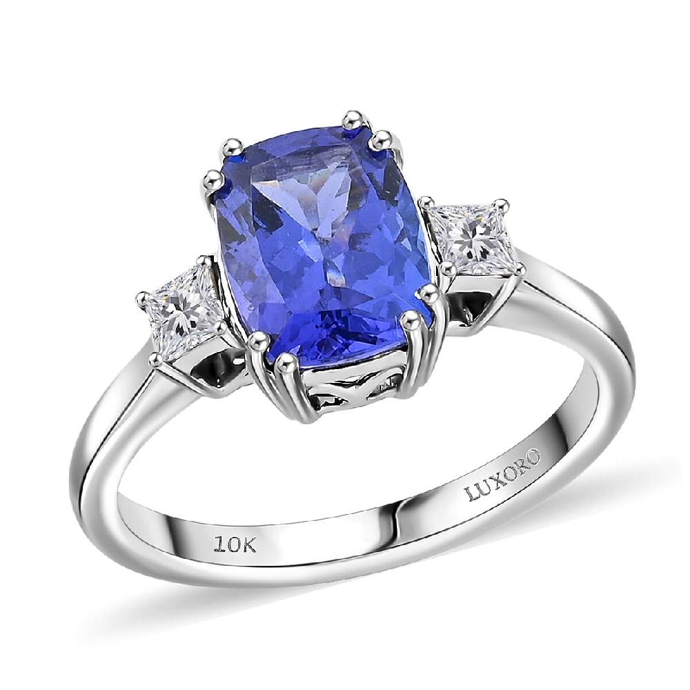 Certified & Appraised Luxoro AAA Tanzanite and I2 Diamond 2.25 ctw Ring in 10K White Gold