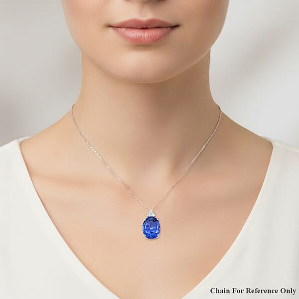 Certified & Appraised Luxoro AAA Tanzanite And I2 Diamond 3.30 Ctw Pendant Necklace 18 Inches In 14K White Gold