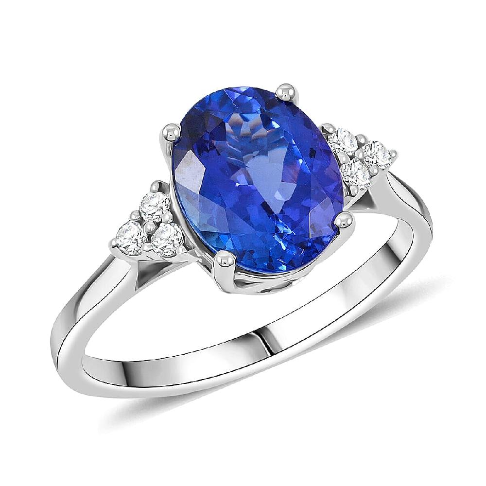 Certified & Appraised Luxoro AAA Tanzanite and I2 Diamond 3.00 ctw Ring in 14K White Gold