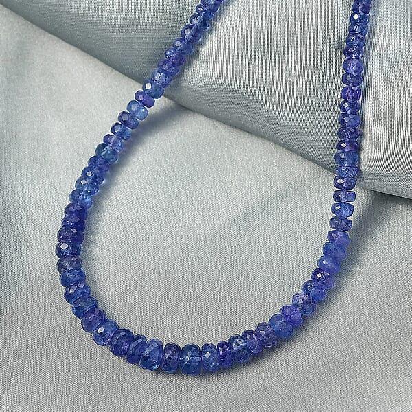 Certified & Appraised Luxoro AAA Tanzanite Beaded Graduated 125 Ctw Necklace 18-20 Inches In 14K Yellow Gold