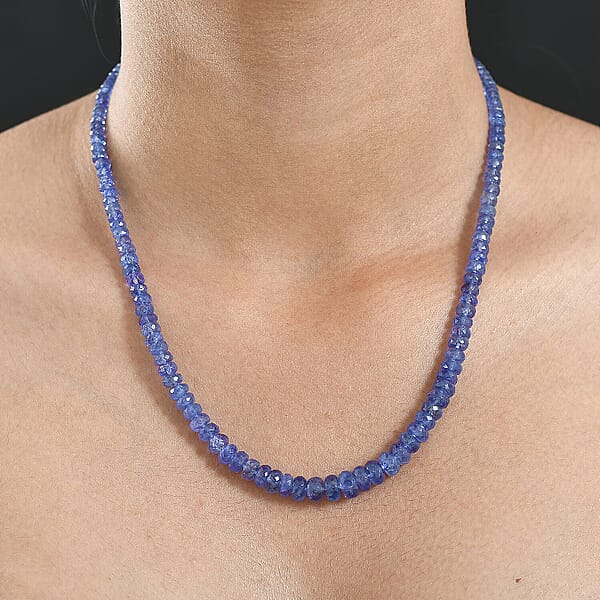 Certified & Appraised Luxoro AAA Tanzanite Beaded Graduated 125 Ctw Necklace 18-20 Inches In 14K Yellow Gold