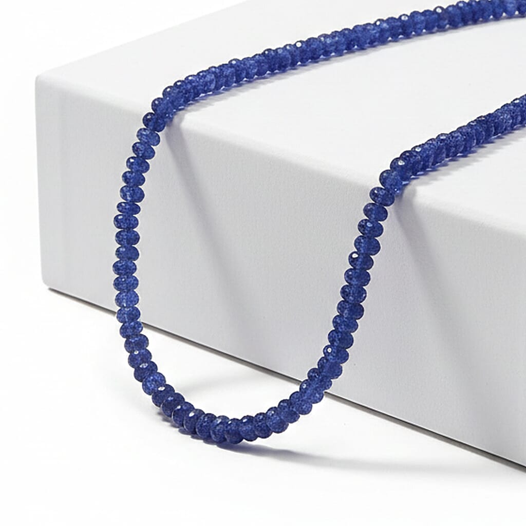 Certified & Appraised Luxoro AAA Tanzanite Beaded Graduated 125 ctw Necklace 18-20 Inches in 14K Yellow Gold