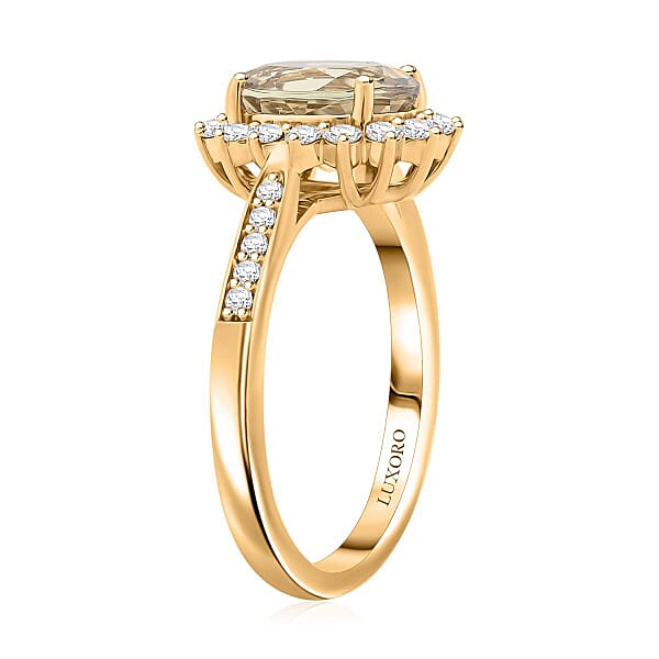 Certified & Appraised Luxoro AAA Turkizite And G-H I2 Diamond 2.50 Ctw Ring In 10K Yellow Gold