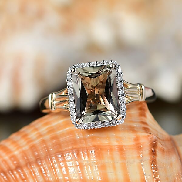 Certified & Appraised Luxoro AAA Turkizite And G-H I2 Diamond 4.30 Ctw Ring In 14K Yellow Gold (Del. In 10-15 Days)