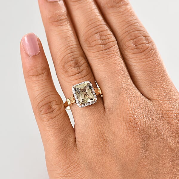 Certified & Appraised Luxoro AAA Turkizite And G-H I2 Diamond 4.30 Ctw Ring In 14K Yellow Gold (Del. In 10-15 Days)