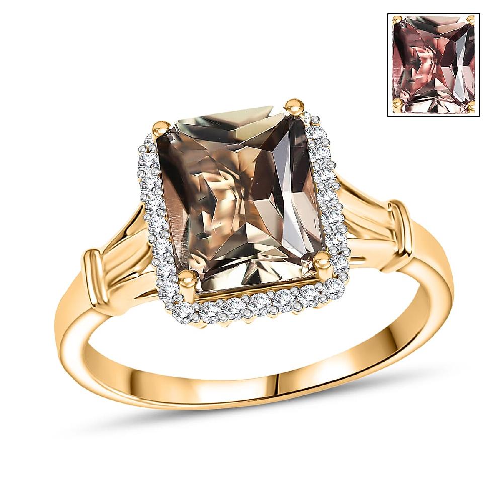 Certified & Appraised Luxoro AAA Turkizite and G-H I2 Diamond 4.30 ctw Ring in 14K Yellow Gold (Del. in 10-15 Days)
