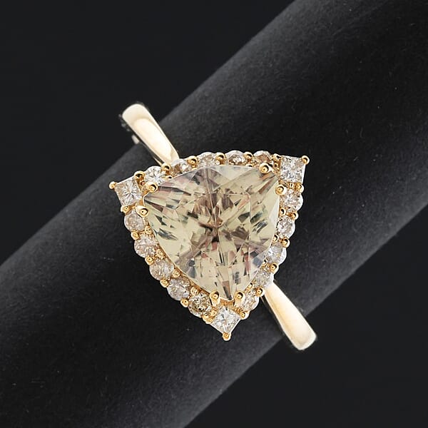 Certified & Appraised Luxoro AAA Turkizite And G-H I2 Diamond 3.50 Ctw Ring In 10K Yellow Gold