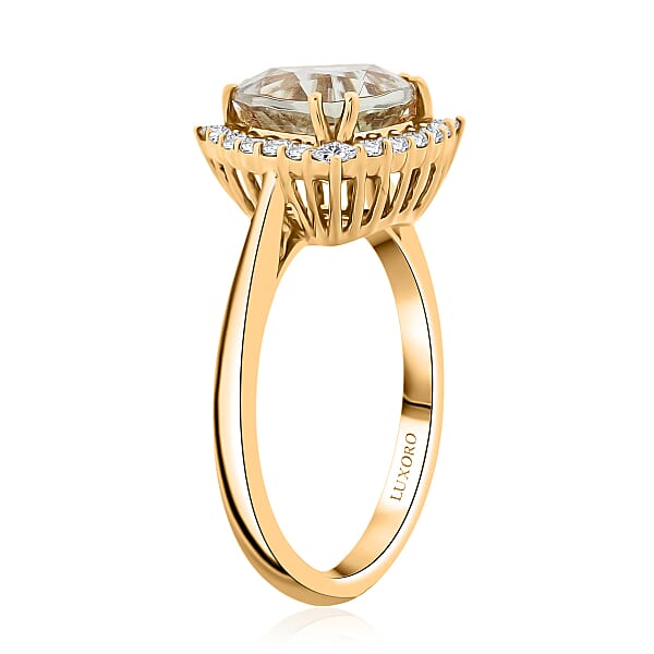 Certified & Appraised Luxoro AAA Turkizite And G-H I2 Diamond 3.50 Ctw Ring In 10K Yellow Gold