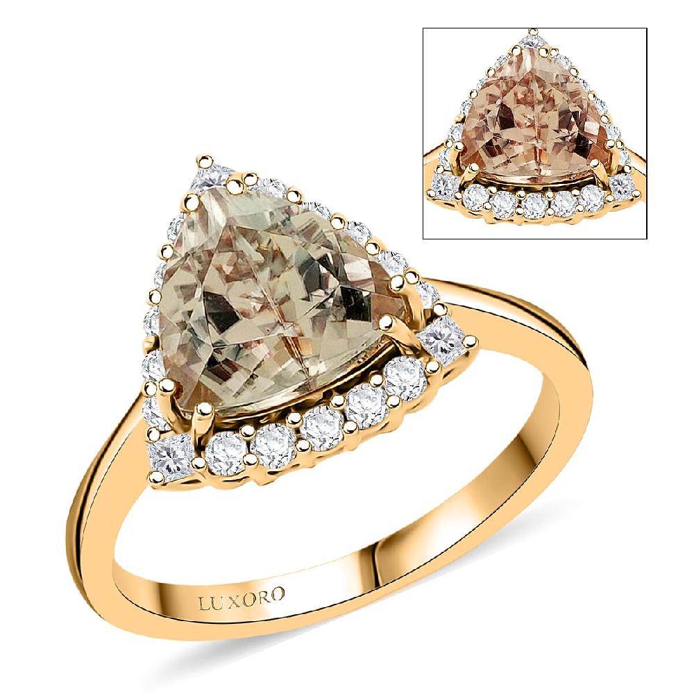 Certified & Appraised Luxoro AAA Turkizite and G-H I2 Diamond 3.50 ctw Ring in 10K Yellow Gold