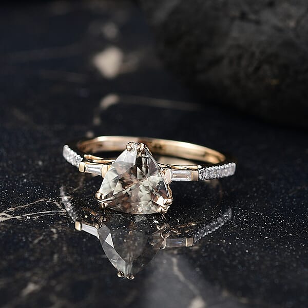 Certified & Appraised Luxoro AAA Turkizite And G-H I2 Diamond 2.20 Ctw Ring In 14K Yellow Gold