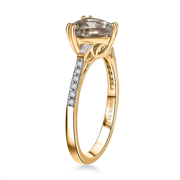 Certified & Appraised Luxoro AAA Turkizite And G-H I2 Diamond 2.20 Ctw Ring In 14K Yellow Gold