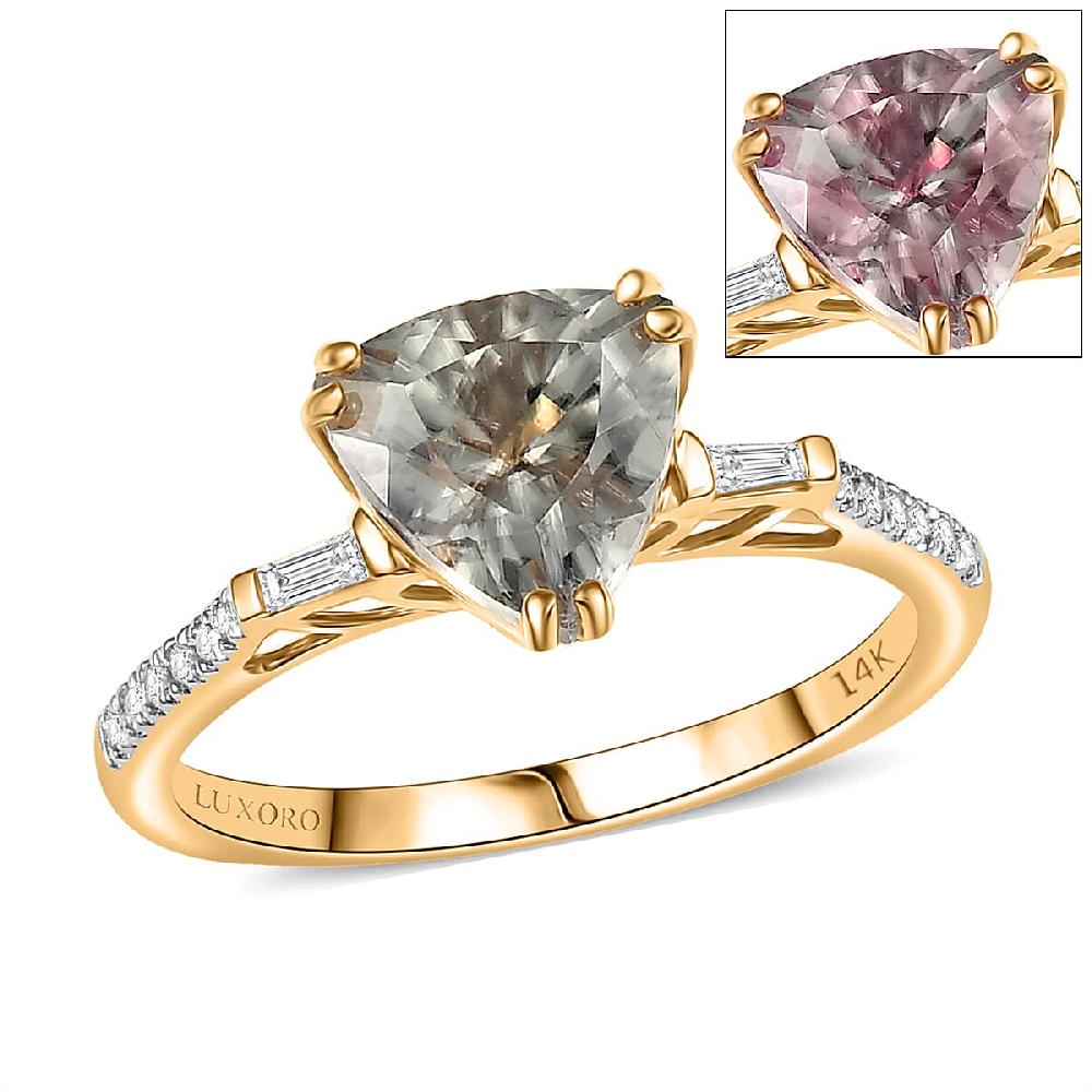 Certified & Appraised Luxoro AAA Turkizite And G-H I2 Diamond 2.20 Ctw Ring In 14K Yellow Gold